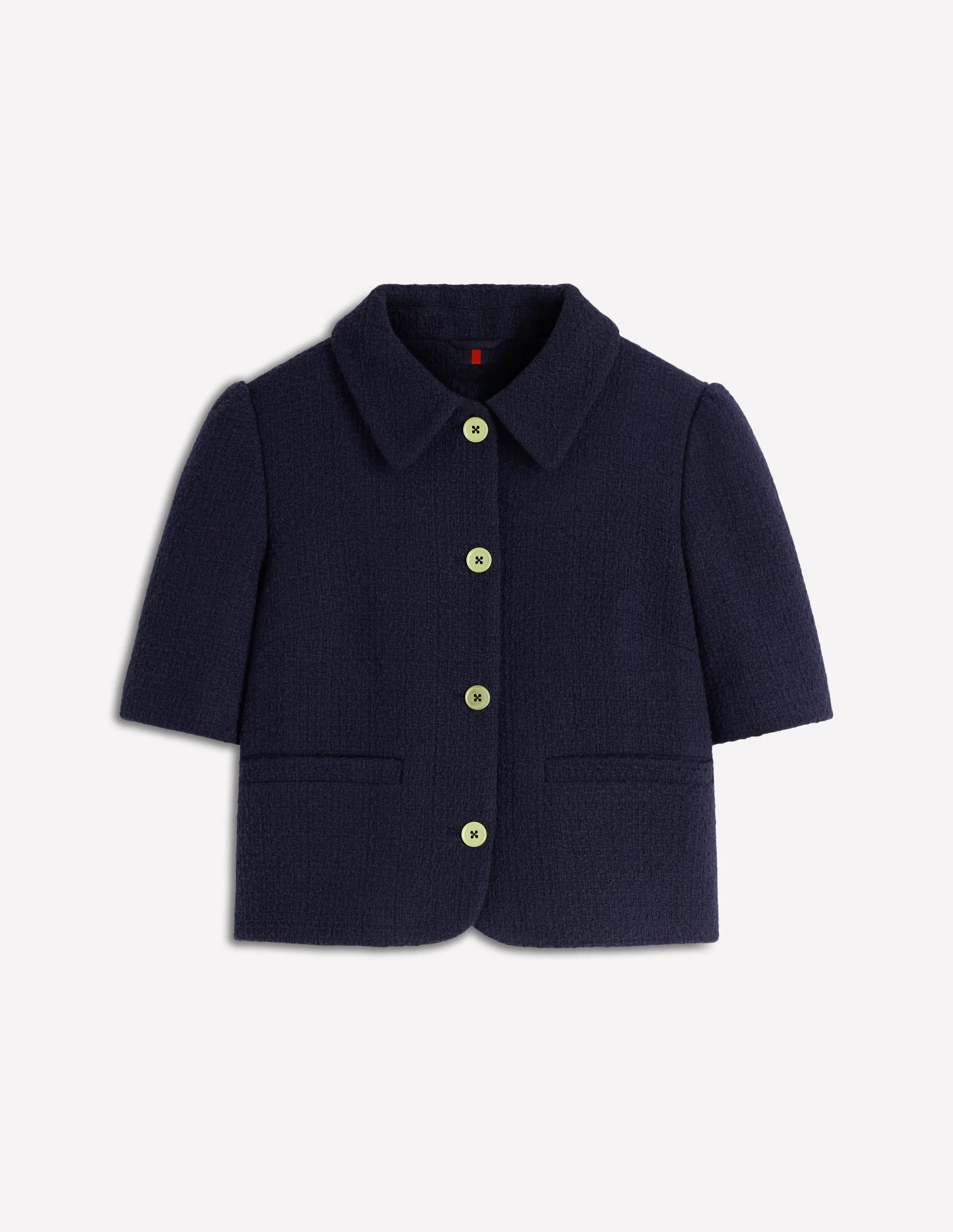 Short Sleeve Textured Jacket-Navy - 1