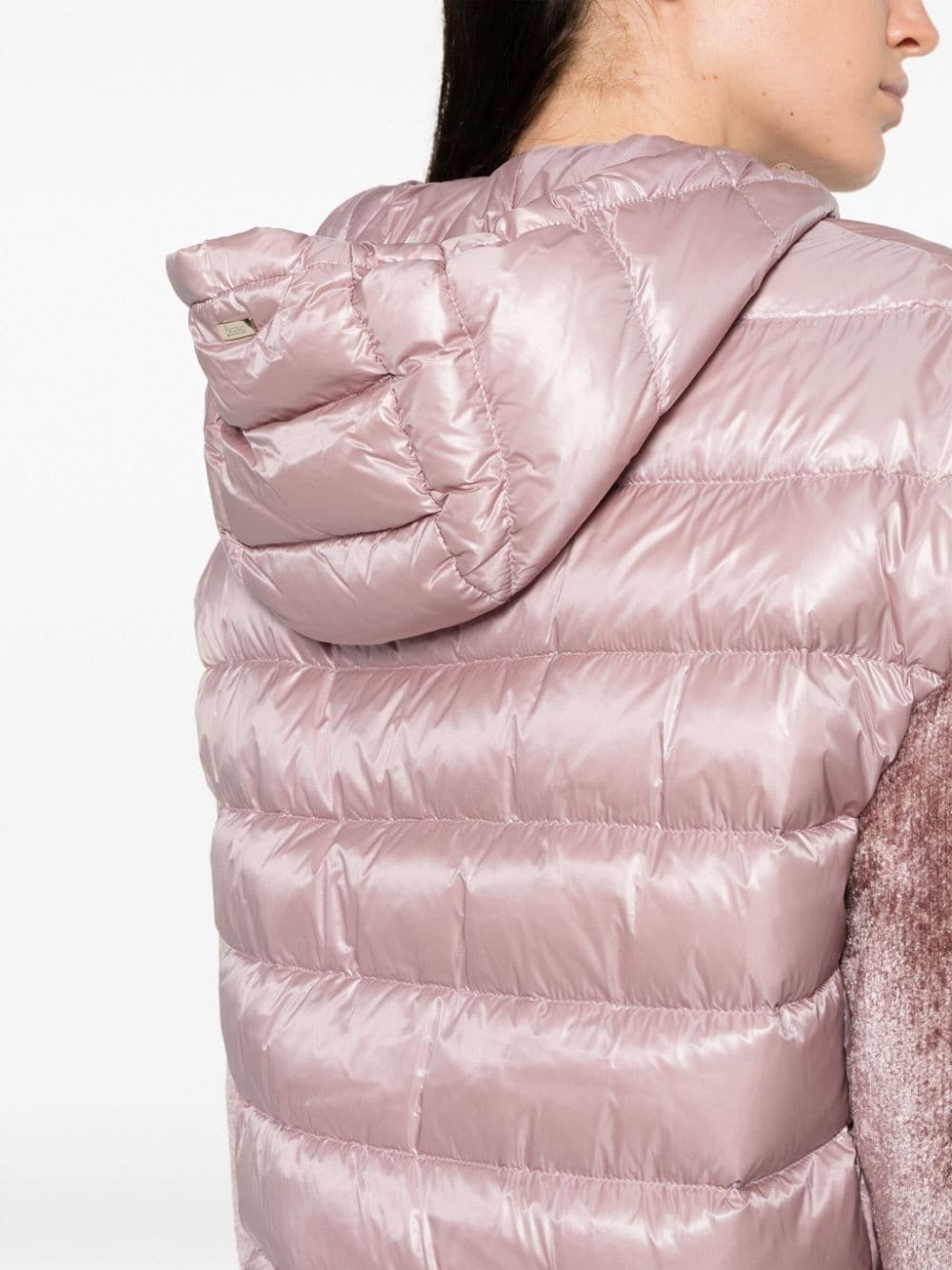 contrast-sleeve padded hooded coat - 5