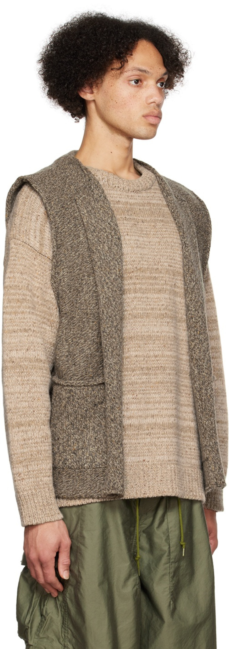 Satta Brown Rolled Edge Cardigan outlook
