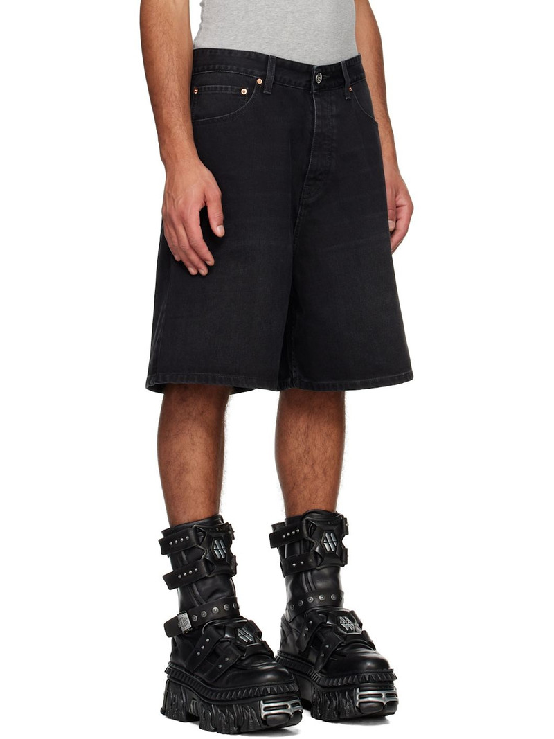 VETEMENTS Black Button-Fly Denim Shorts outlook