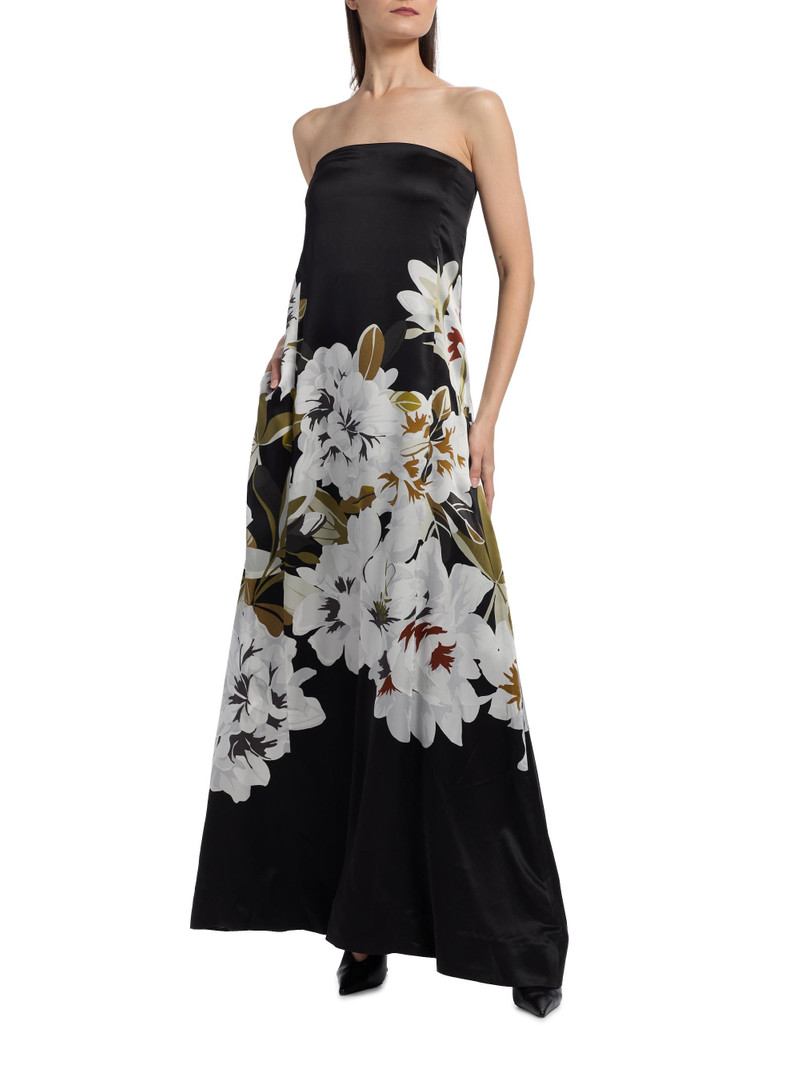 Women's Marais Floral Silk Charmeuse Dress - Black White 3