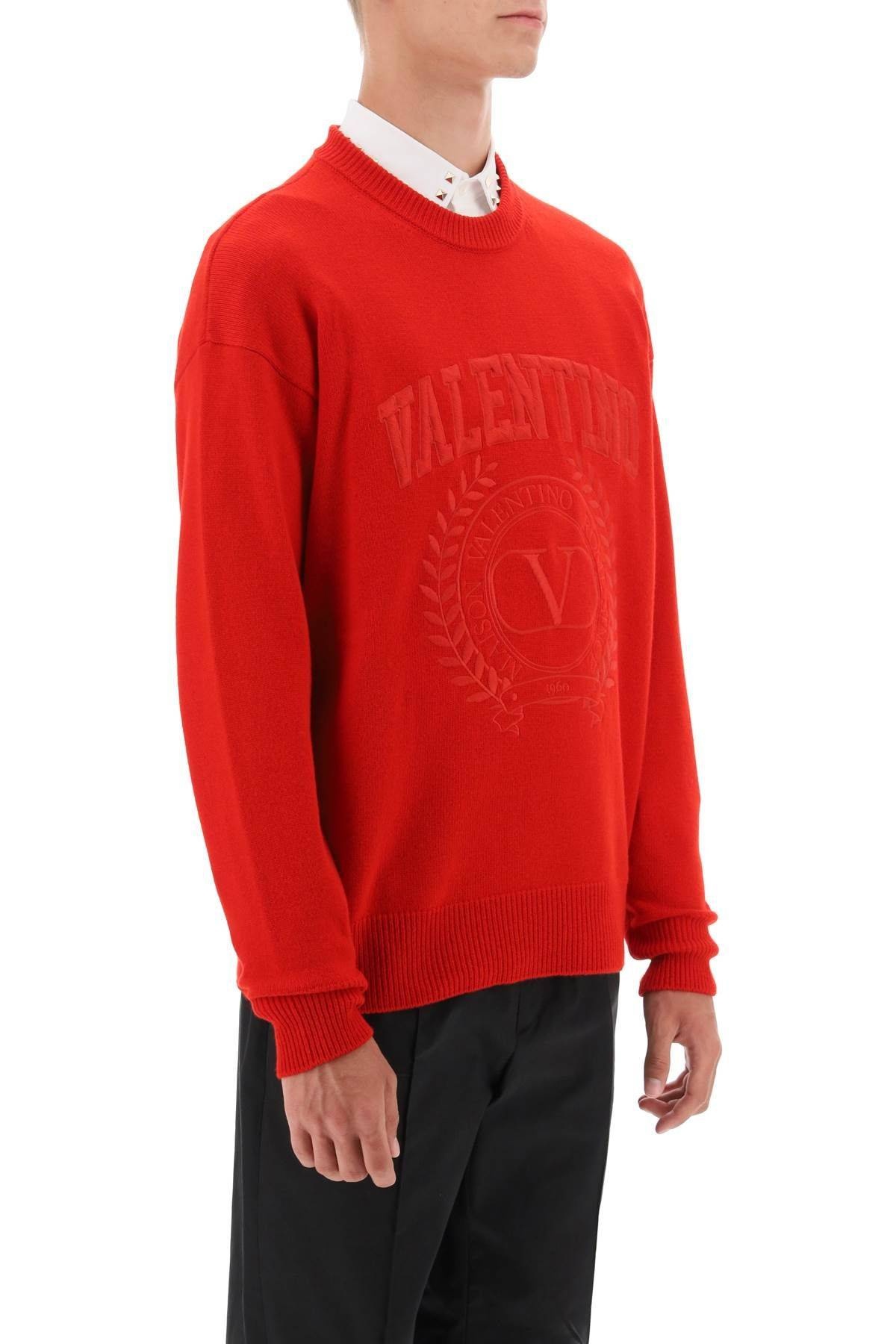 CREW-NECK SWEATER WITH MAISON VALENTINO EMBROIDERY - 3