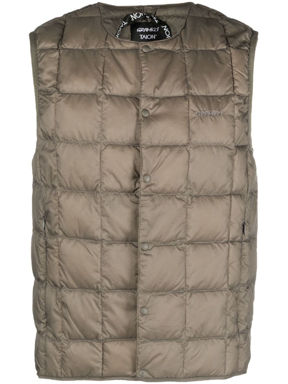 logo-embroidered padded gilet - 1