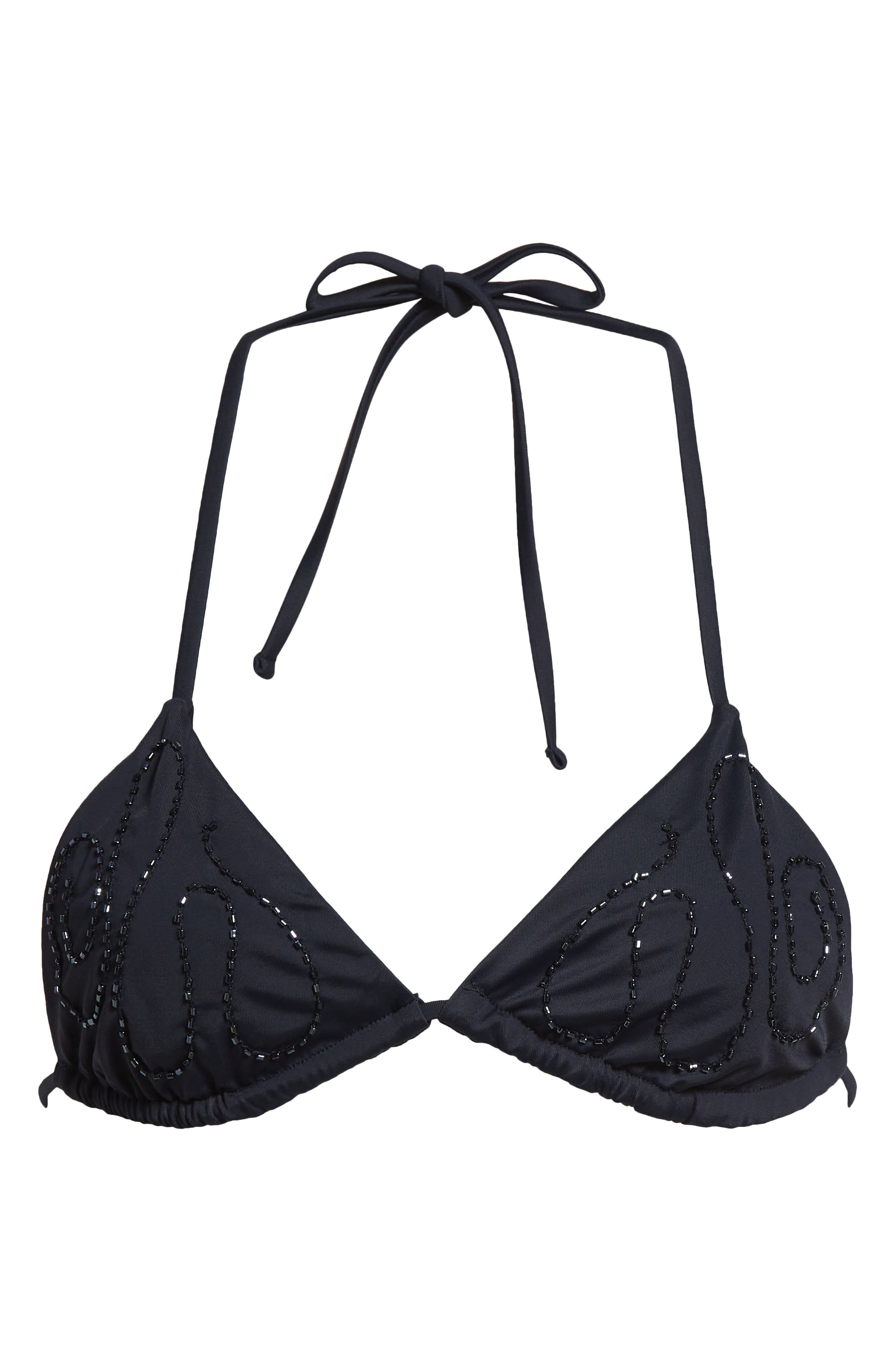 Paloma Wool Sharpie Beaded Triangle Bikini Top in Navy at Nordstrom - 5