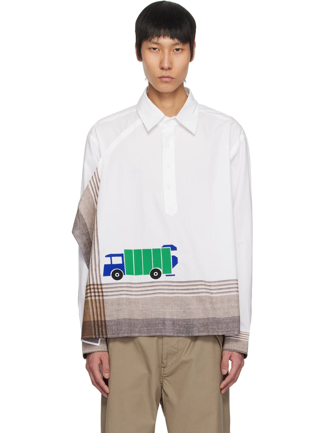White Long Sleeve Handkerchief Shirt - 1
