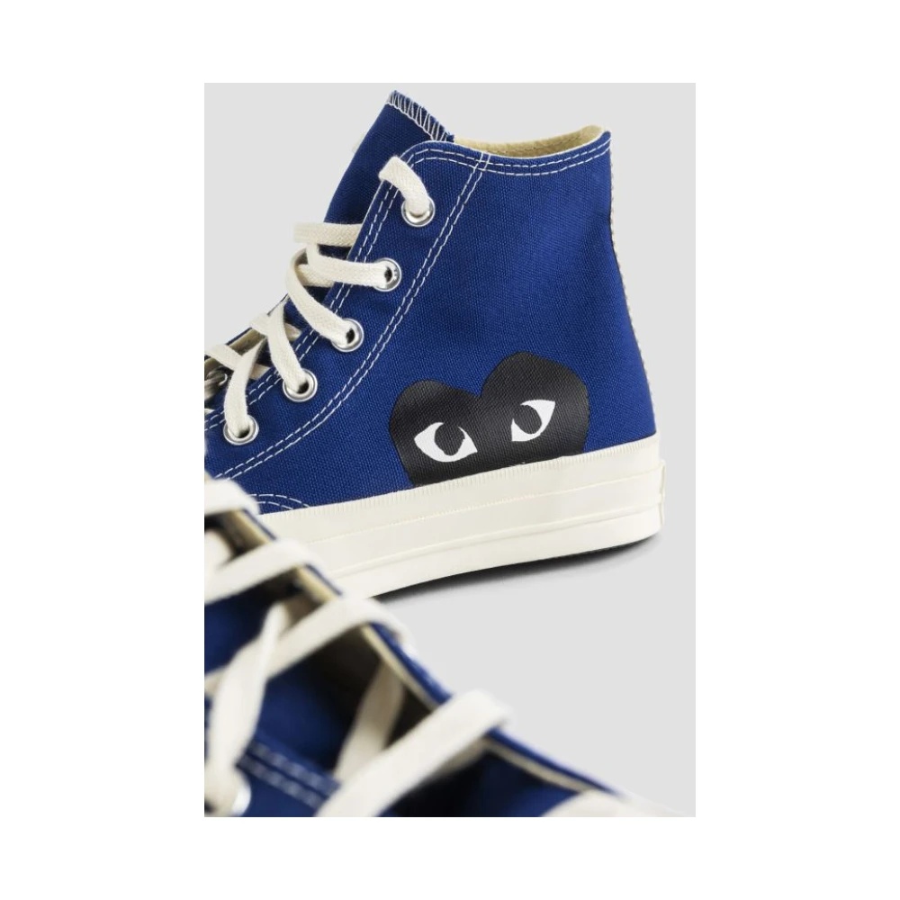 BLUE CANVAS HIGH-TOP SNEAKERS WITH CDG HEART LOGO - 6
