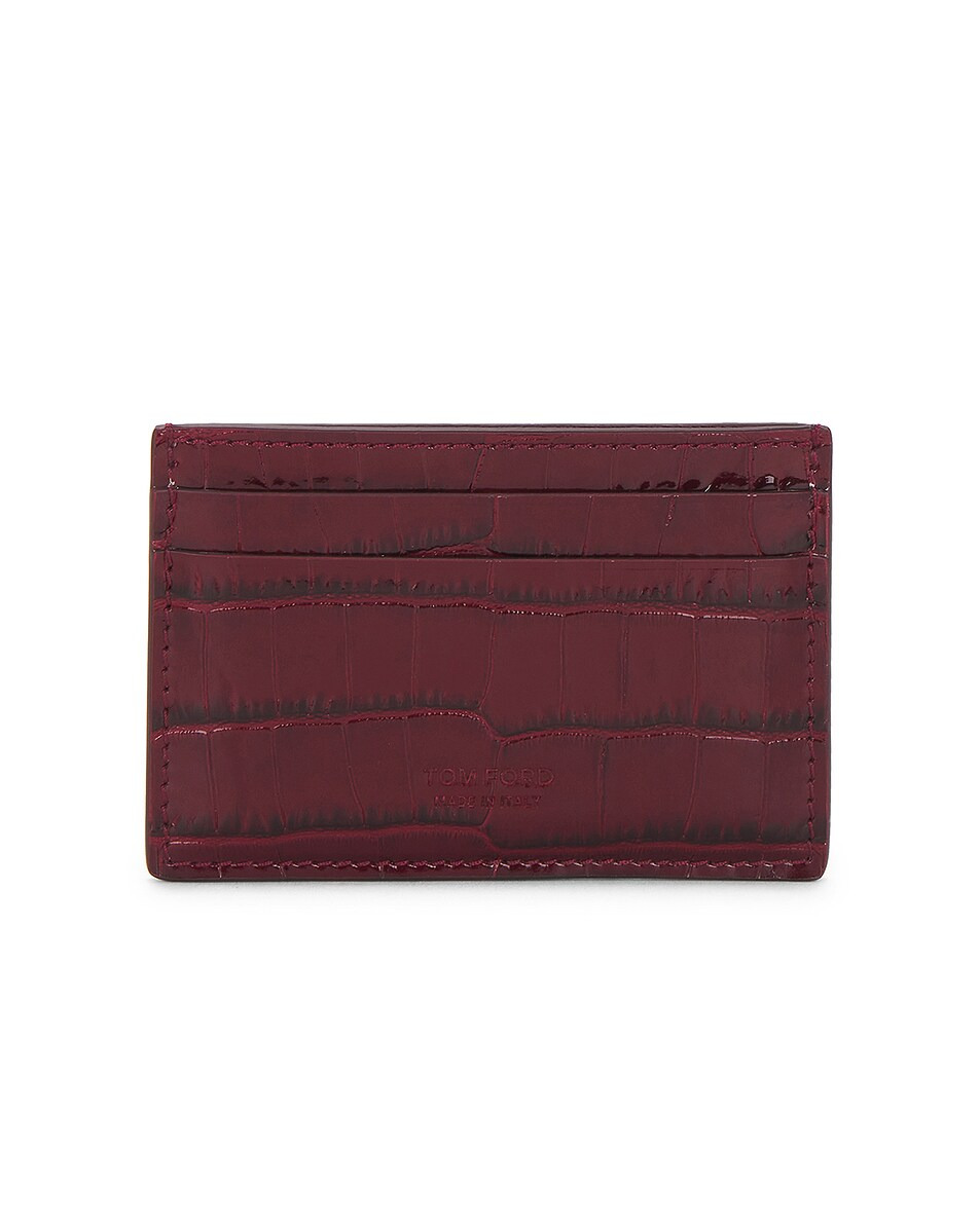 Shiny Printed Croc Exotic Line Classic Card Holder - 1