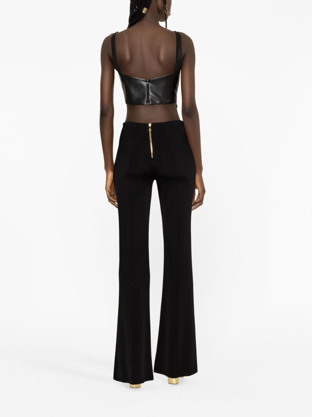 double-button flared trousers - 7