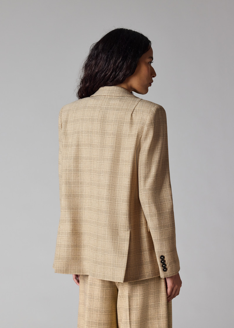 Women's Stone Check Double-Breasted Blazer 9