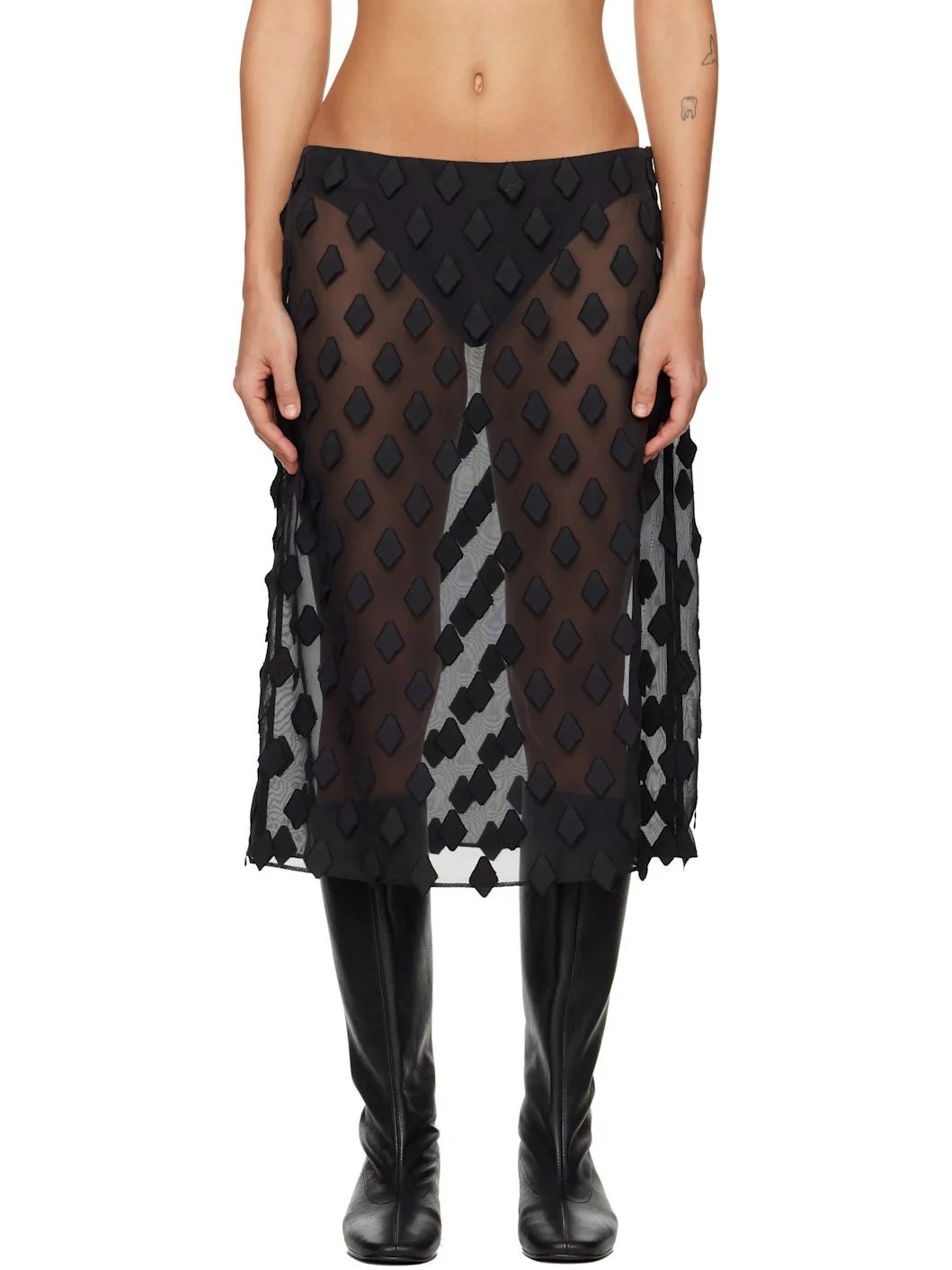 Black Tris Midi Skirt - 1