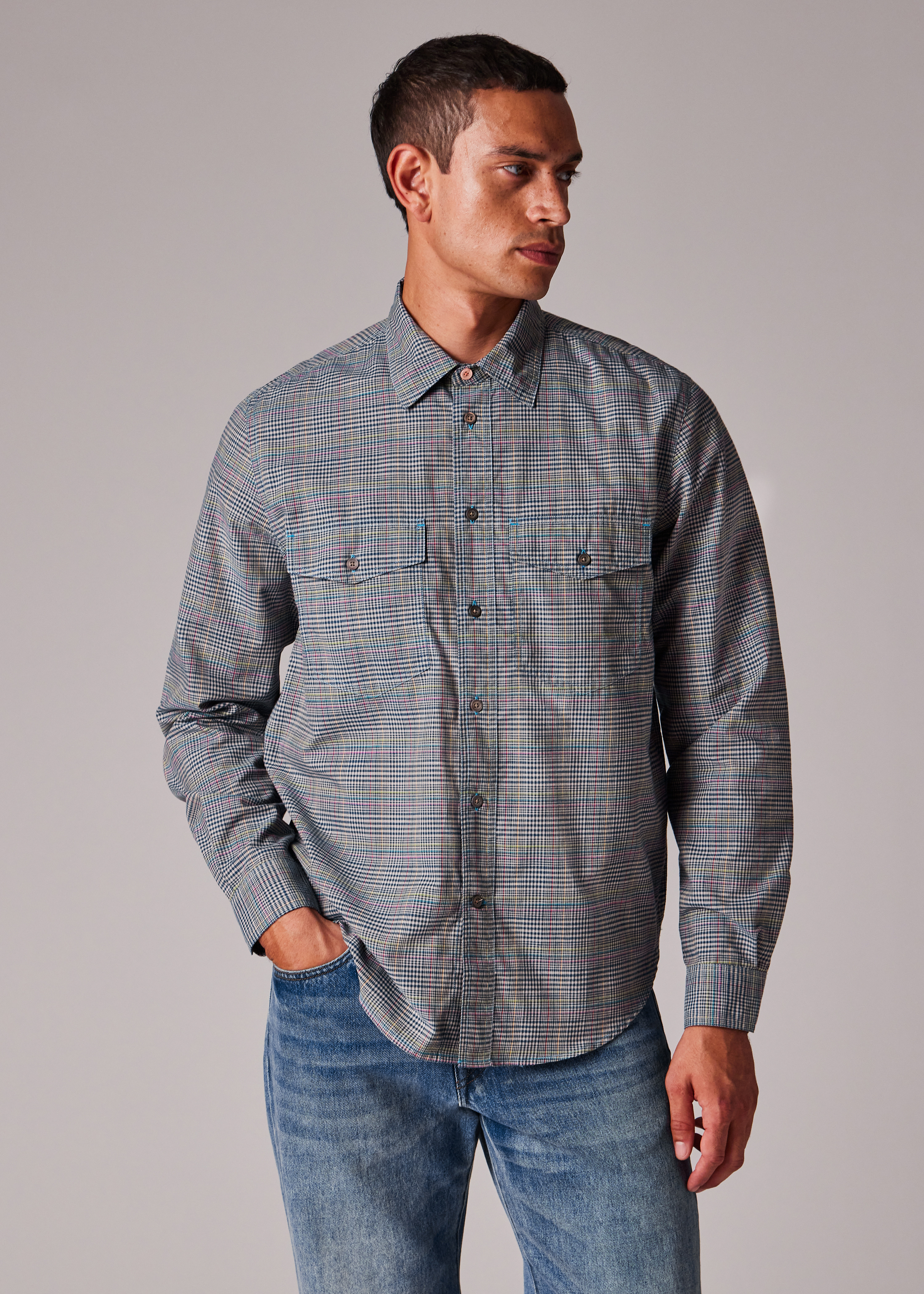 Multicolour Check Cotton-Lyocell Shirt - 5