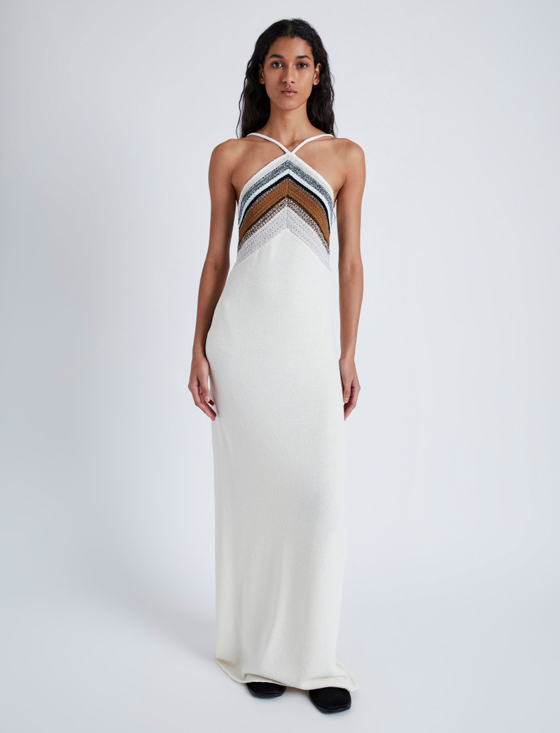 Proenza Schouler Naomi Dress in Crochet Stripe Knit outlook