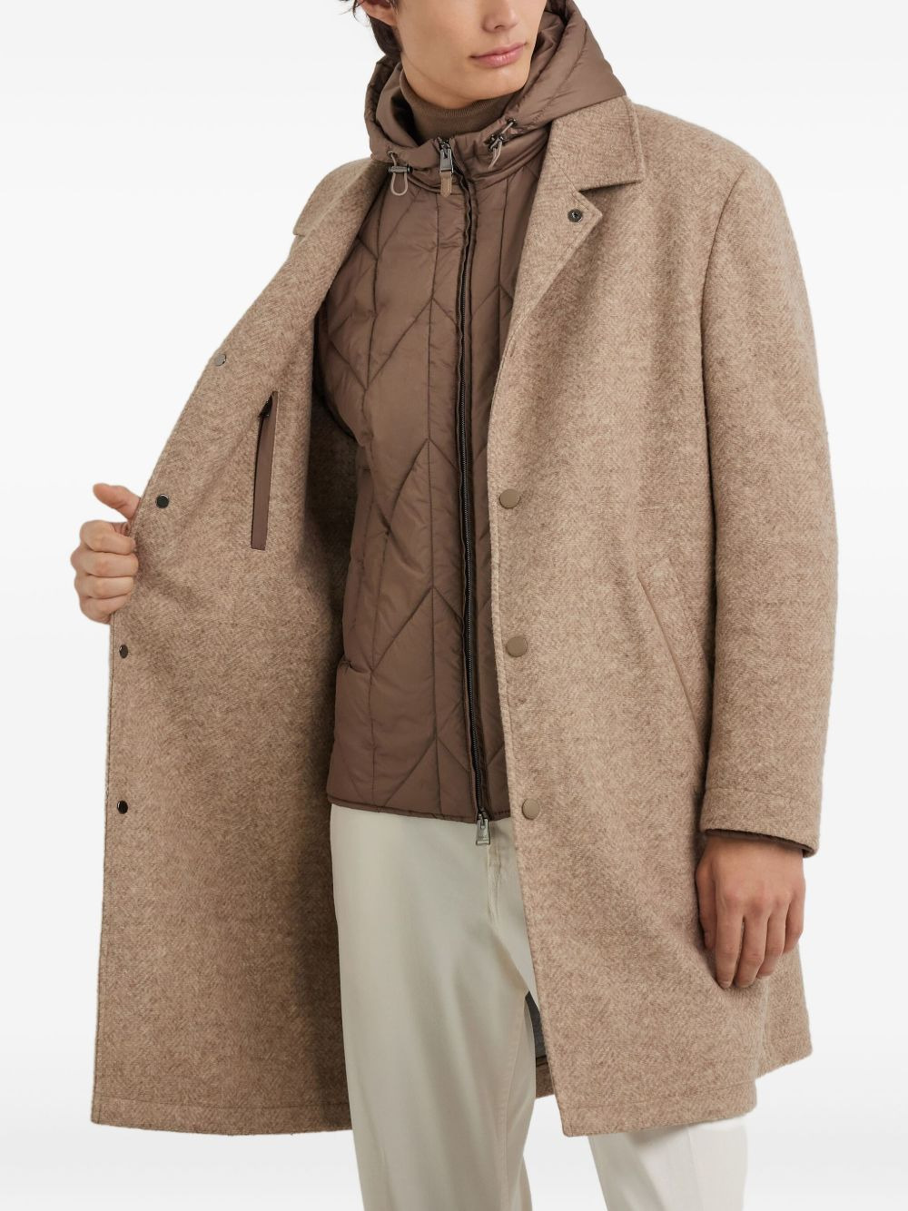 hooded single-breasted coat - 5
