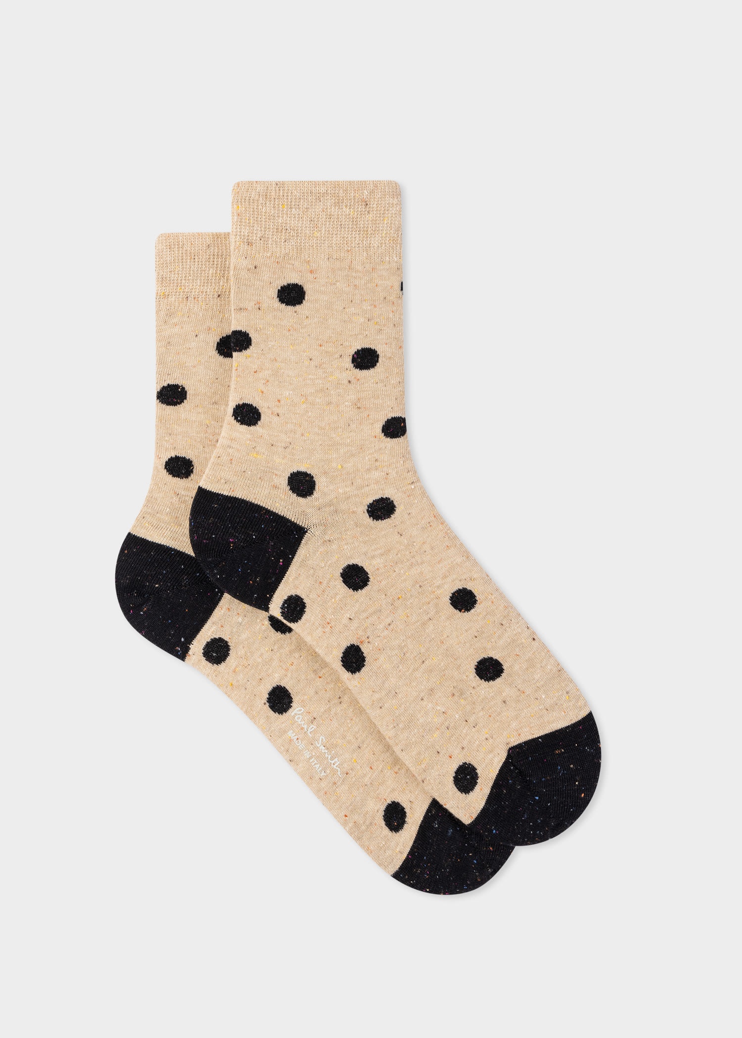 Cream Cotton-Blend Polka Dot Socks - 1