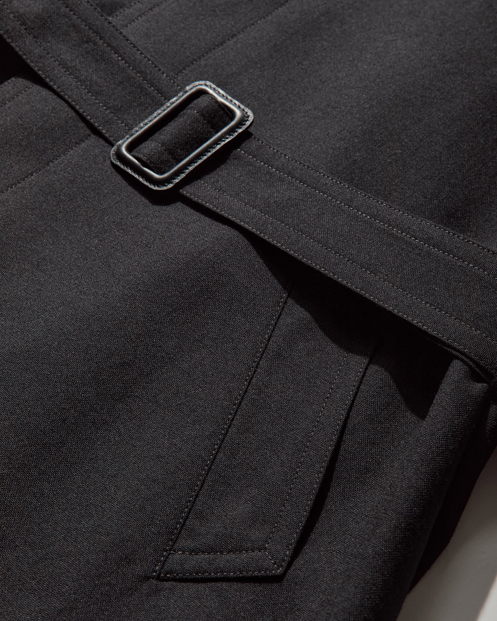 Men's Wool Trench Coat Black - 3
