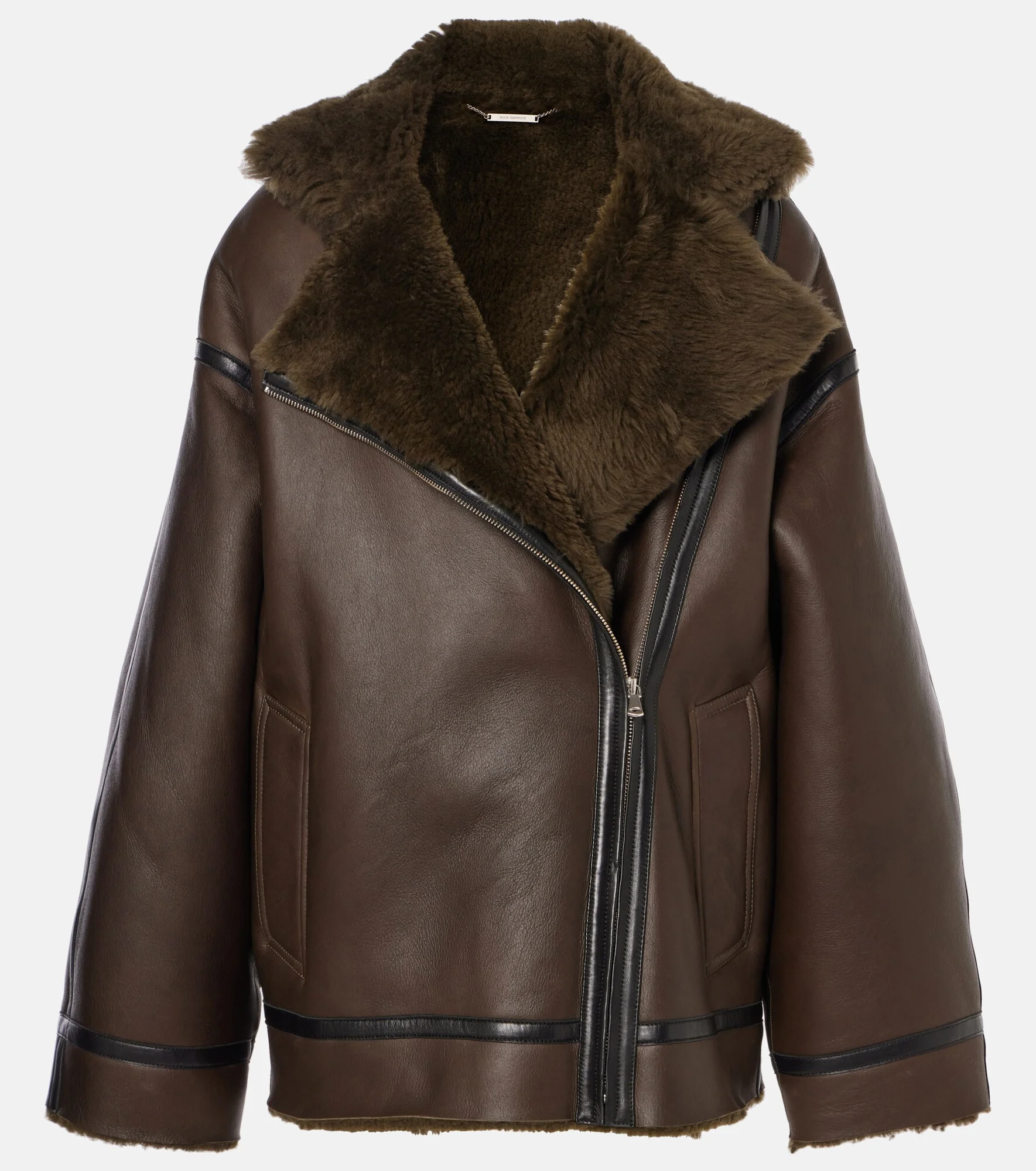 Jacqueline shearling-trimmed leather jacket - 1