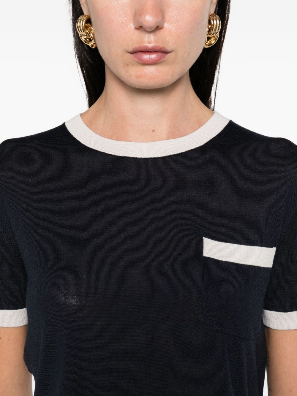 contrast-trim wool top - 5