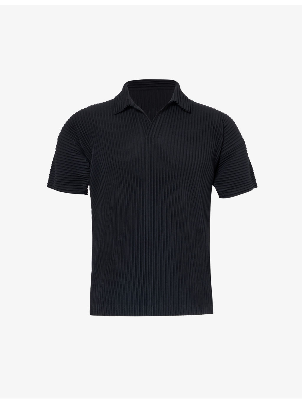 Pleated regular-fit knitted polo shirt - 1