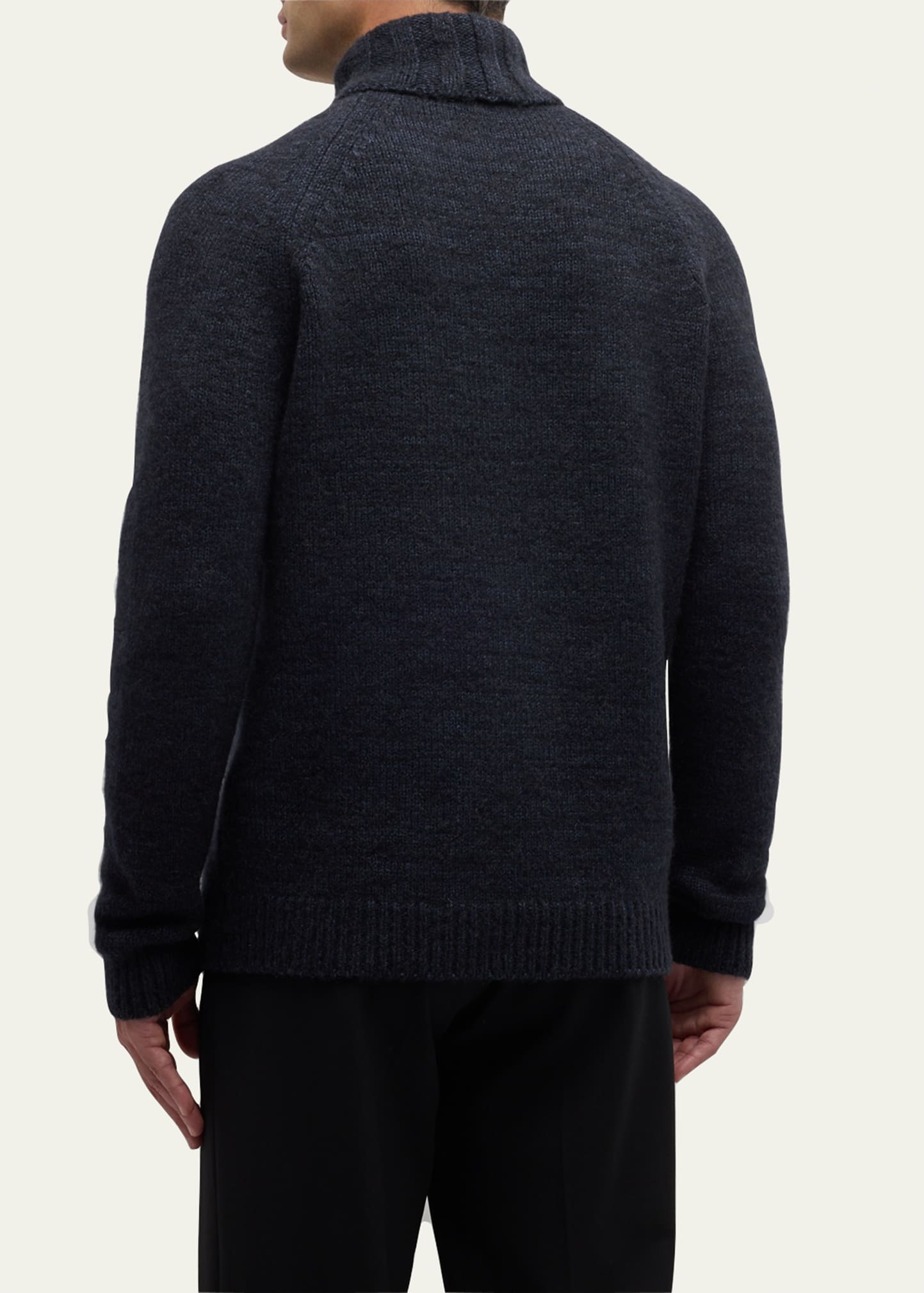 Men's Two-Tone Cable Turtleneck Sweater - 3