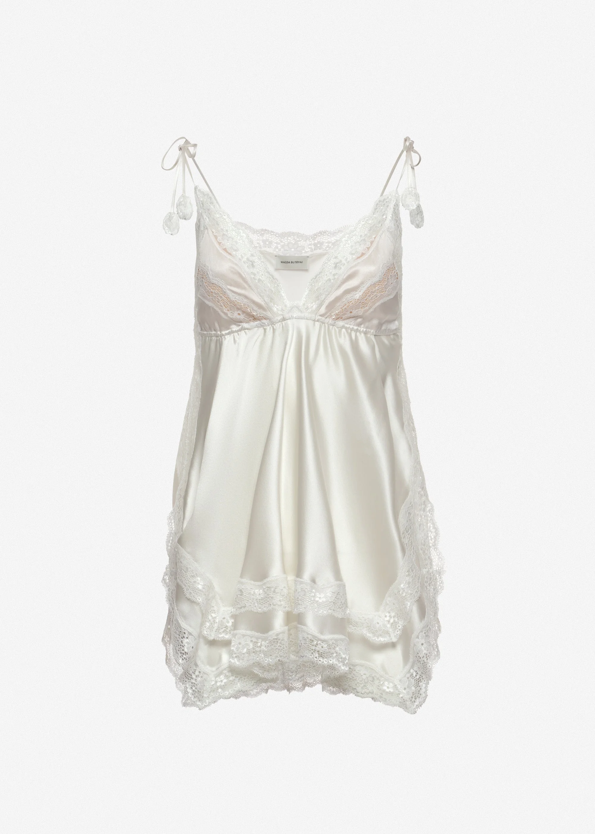 Silk lace-trim camisole in ivory - 1