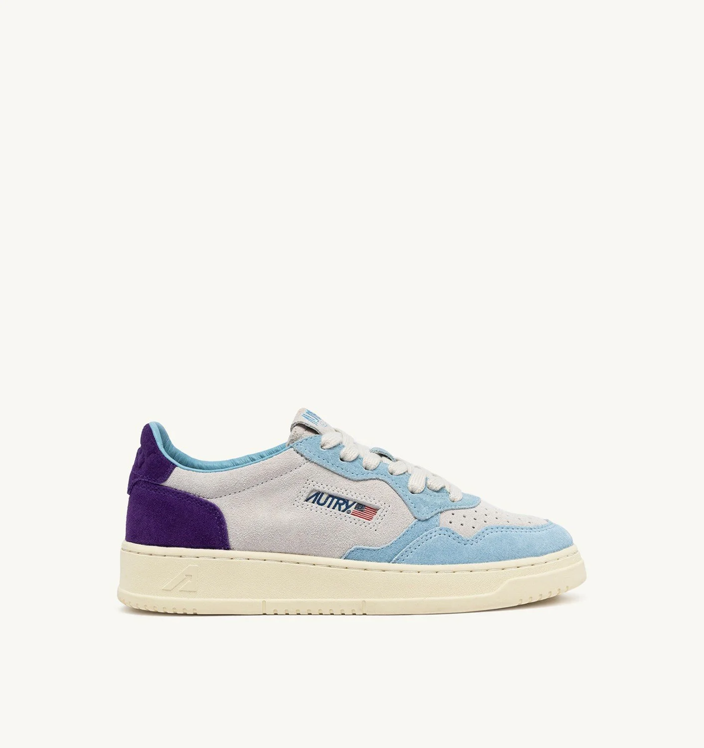 MEDALIST LOW TRICOLOR SNEAKERS IN PATRIDGE AND MAUVE SUEDE - 1