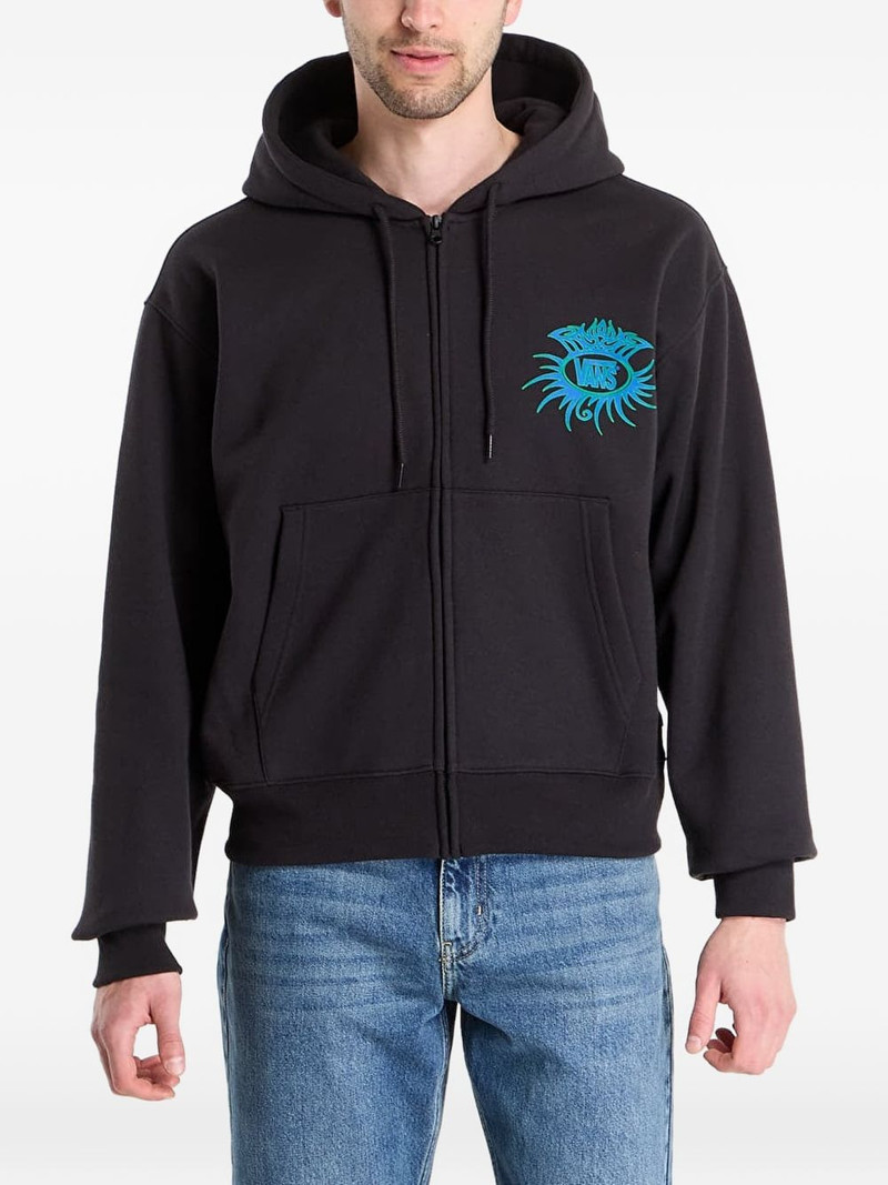 Torched logo-print zip-up hoodie 1