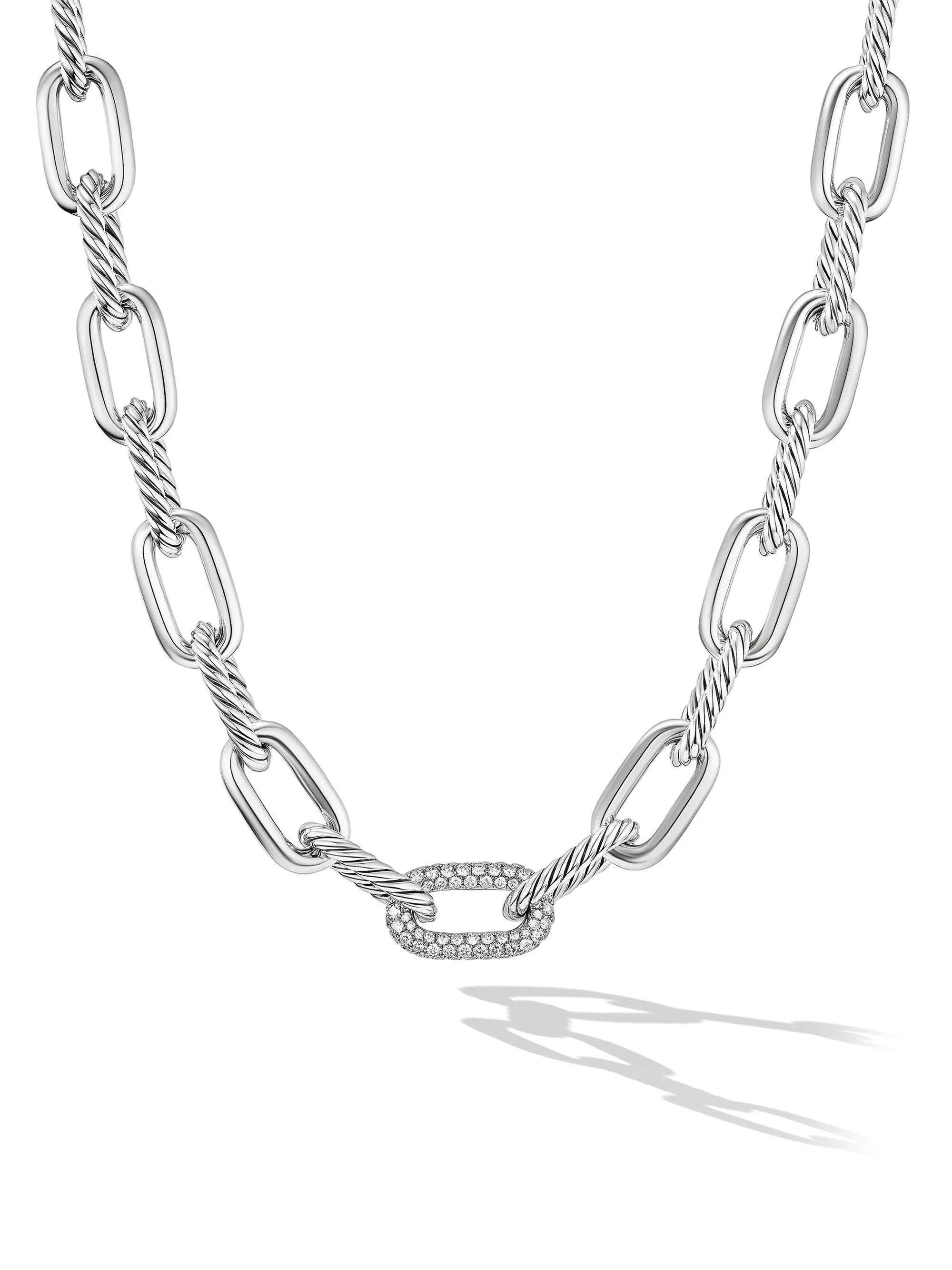 Women's DY Madison Chain Necklace in Sterling Silver with Diamonds - Diamond - 1