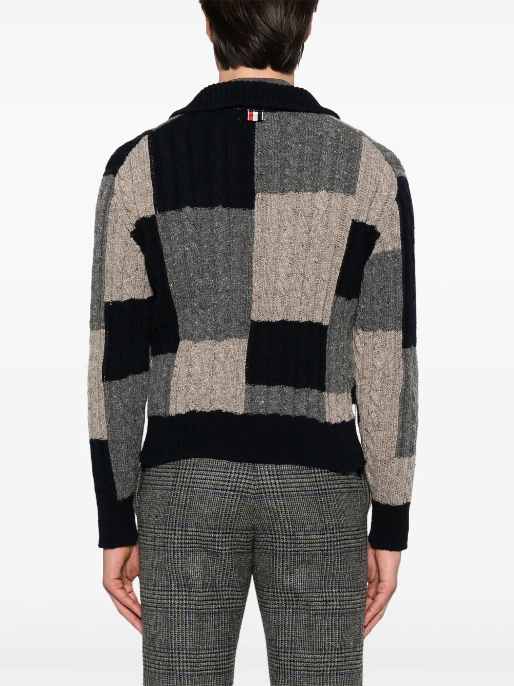 THOM BROWNE - Men Patchwork Baby Cable Intarsia Mock Neck Knitwear - 3