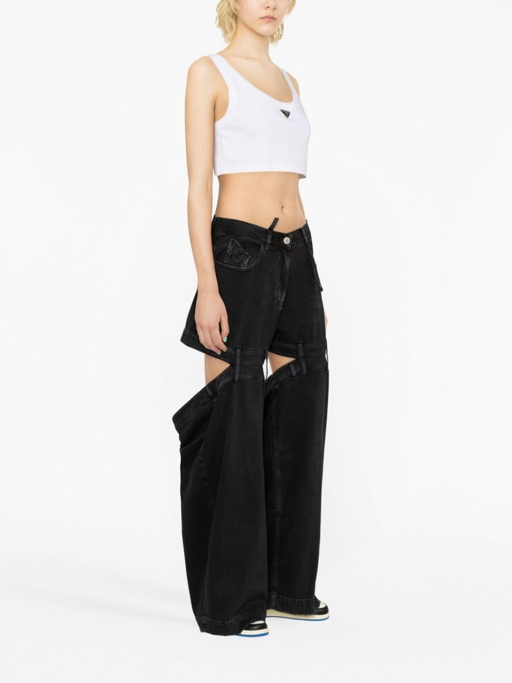 cut-out wide-leg jeans - 4