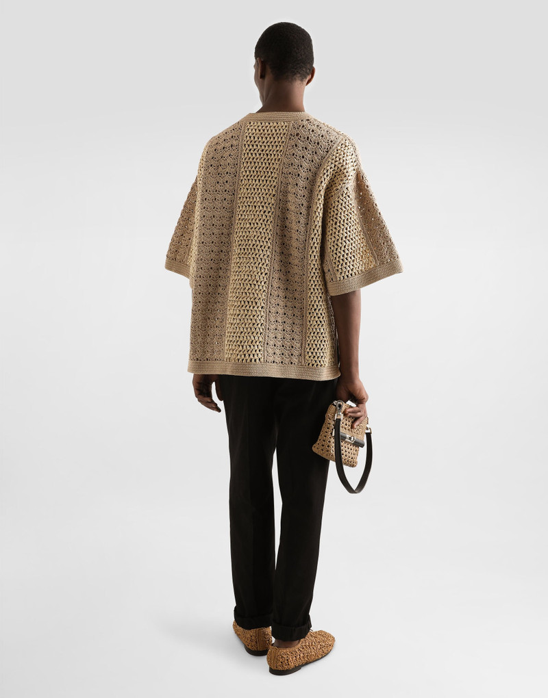 Round-neck cotton and viscose crochet top 3