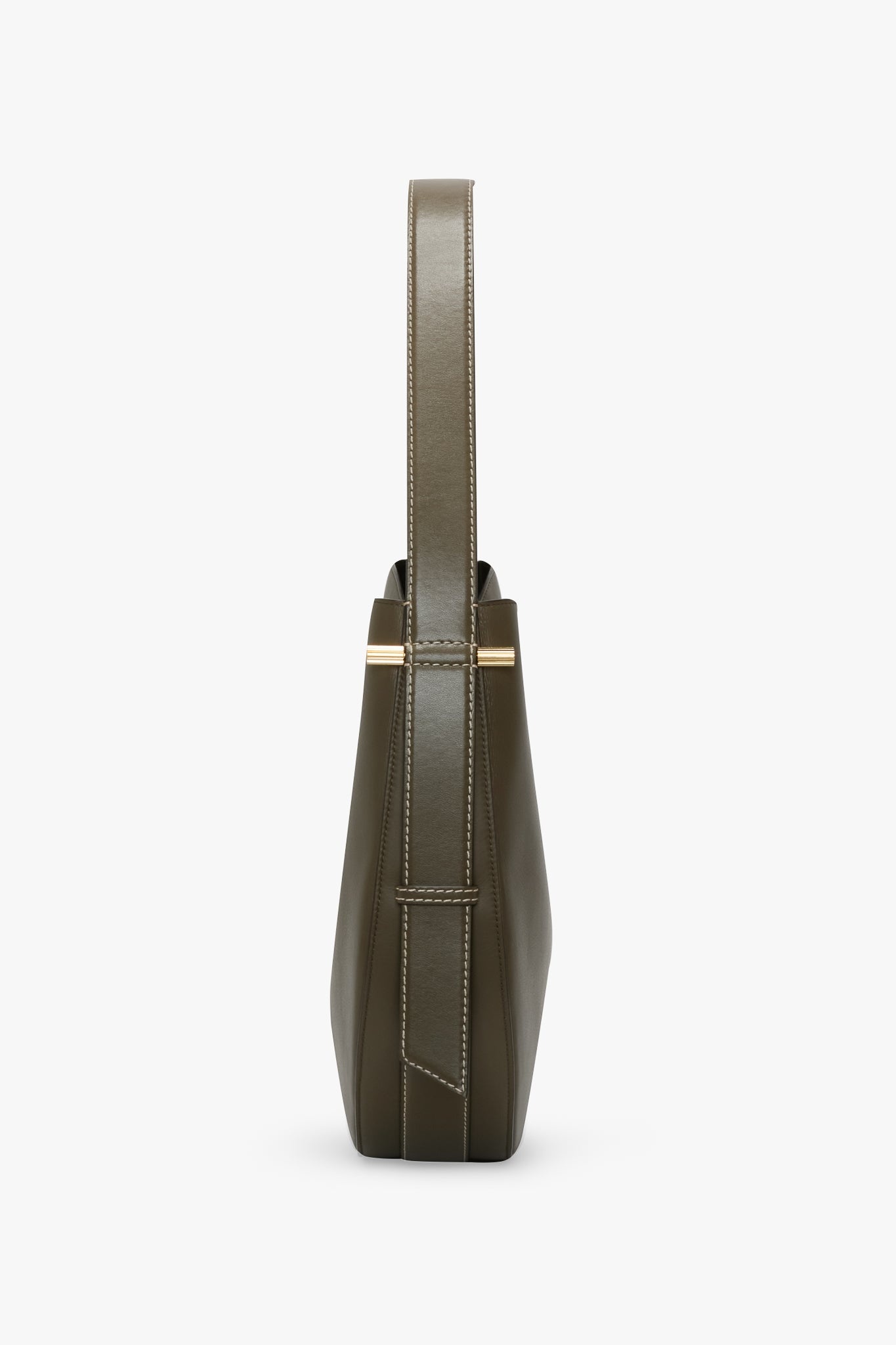 Dia Hobo Bag In Dark Khaki Smooth Leather - 3