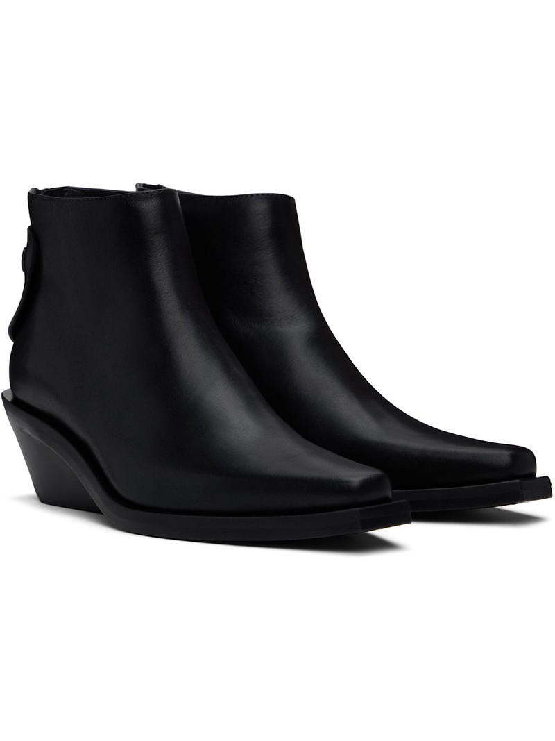 Black Kay Pointy Medium Heel Ankle Boots 4