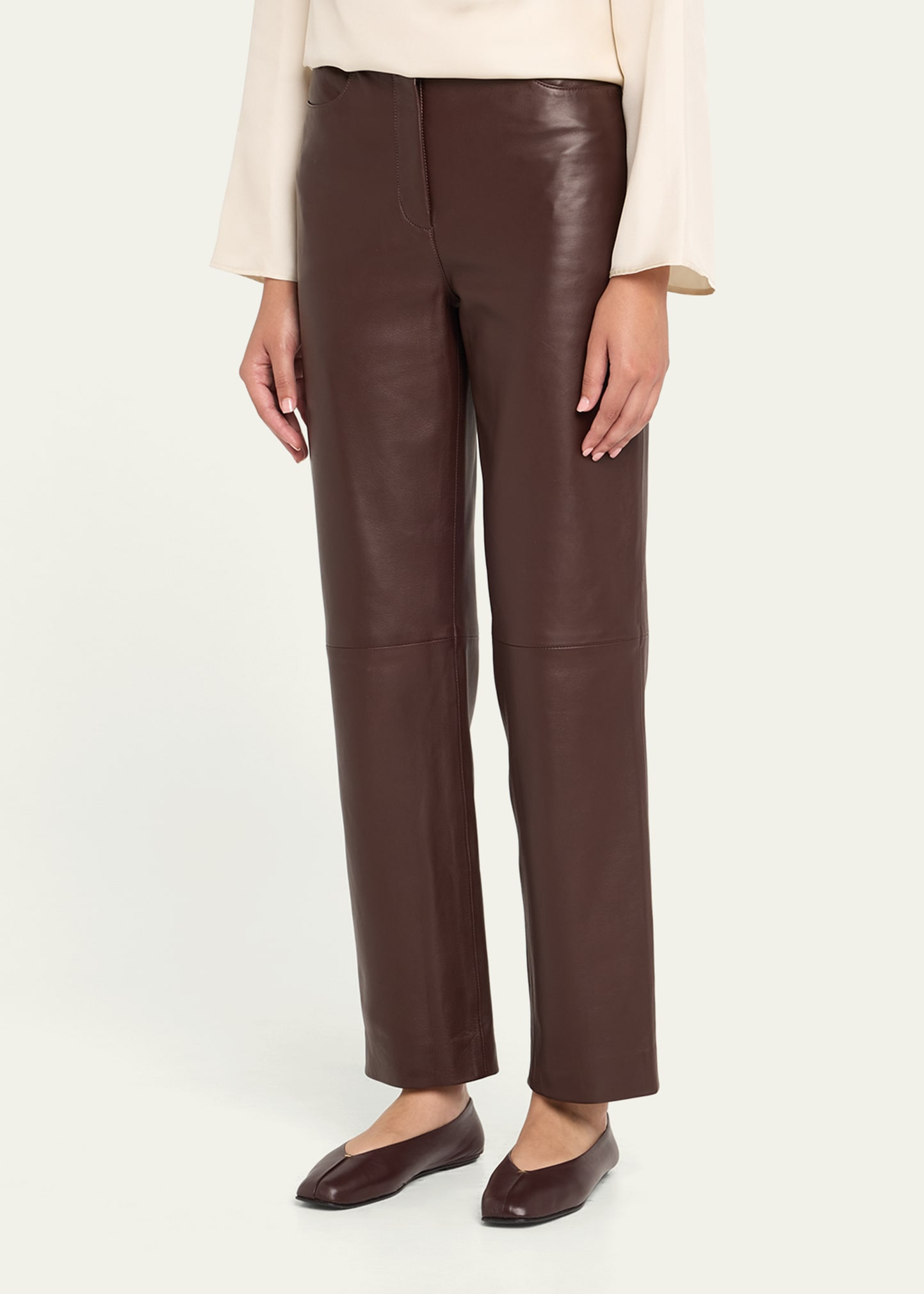 Cobe Leather Straight-Leg Pants - 4