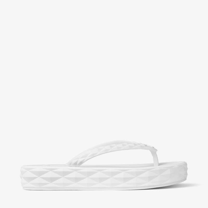 Diamond Flip Flop Optical White Rubber Flats 1