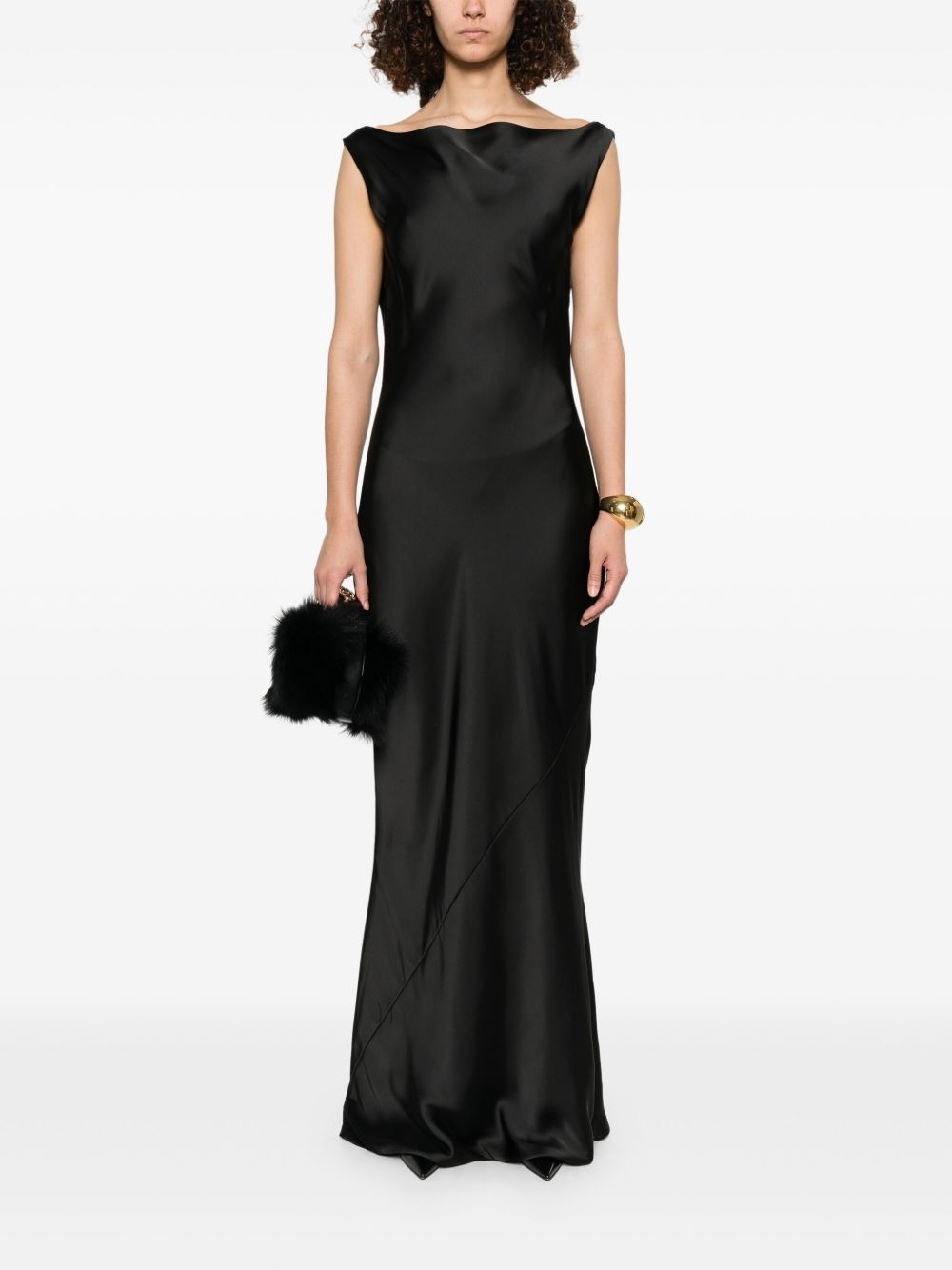 draped sleeveless gown - 2
