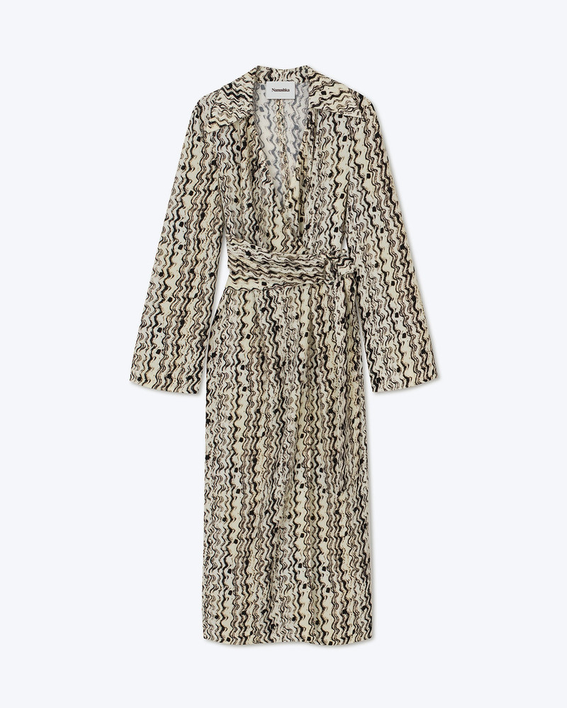 SALUS - Belted wrap dress - Optic wave - 1