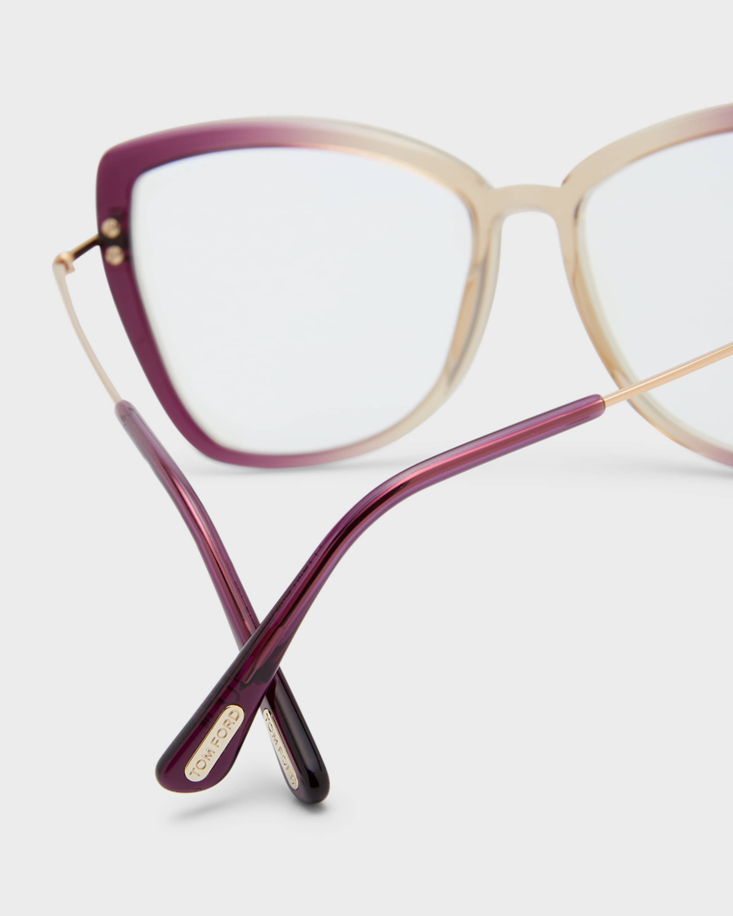 TOM FORD Blue Blocking Ombre Acetate Metal Butterfly Glasses  neimanmarcus REVERSIBLE