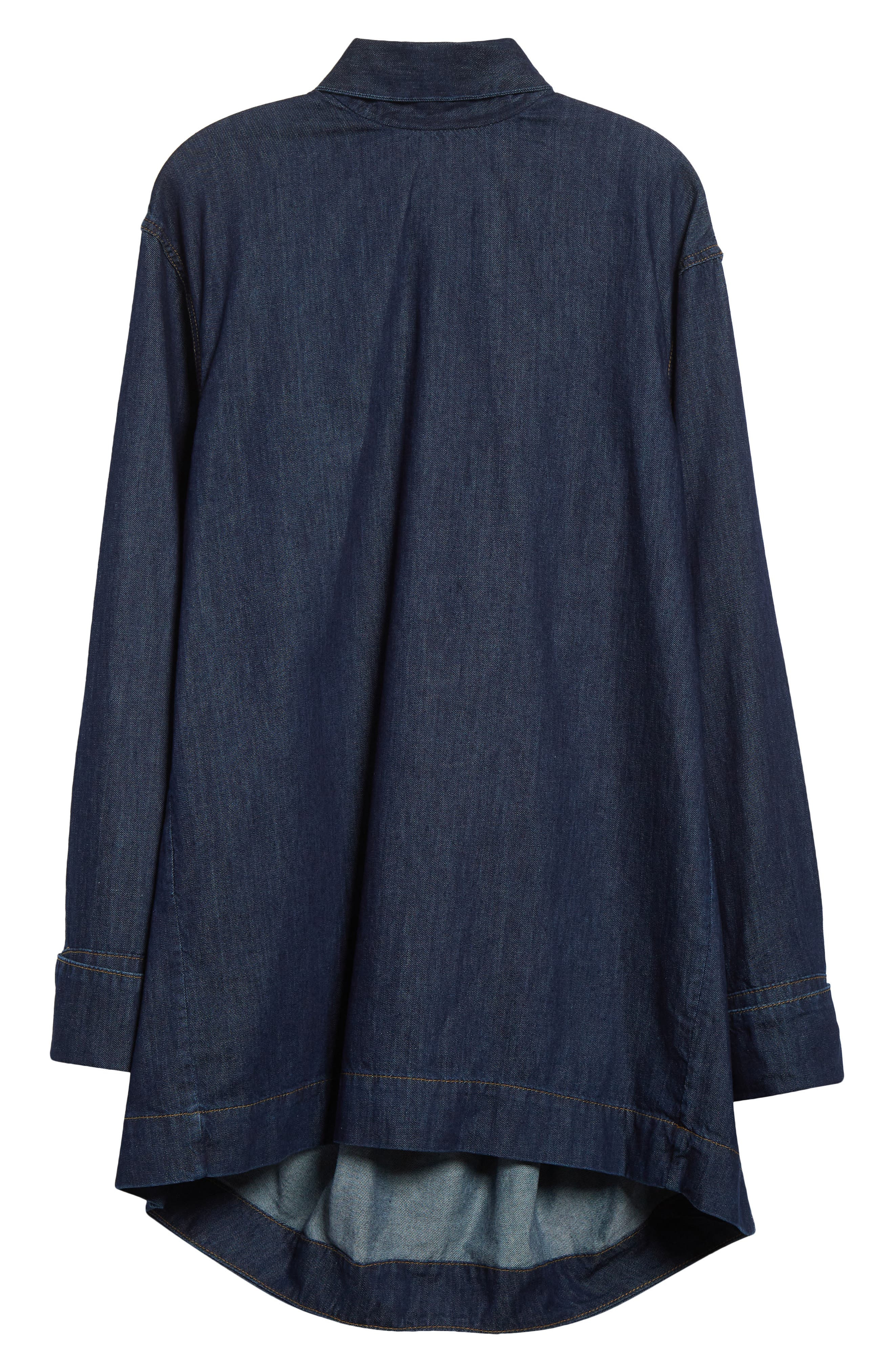 Dries Van Noten Chaddy Pussy Bow Denim Shirt in Indigo at Nordstrom - 6