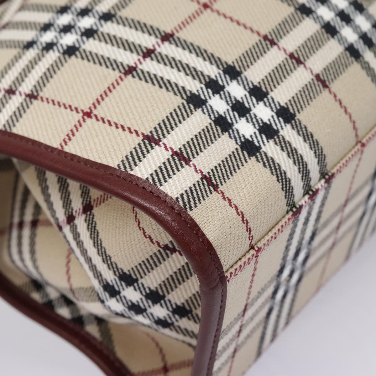 Burberry Nova Check Blue Label Tote Bag Canvas Beige Red Brown Silver - 16