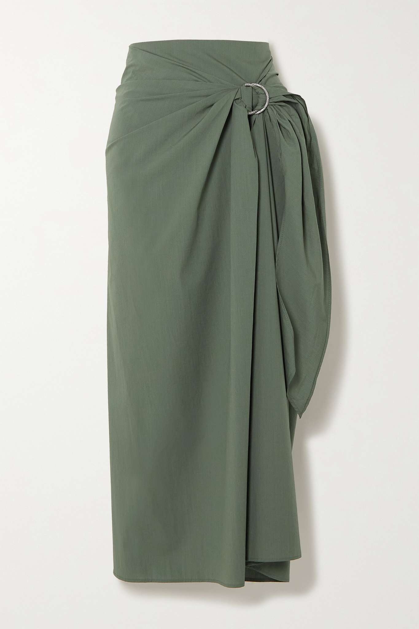 Gathered cotton wrap midi skirt - 1