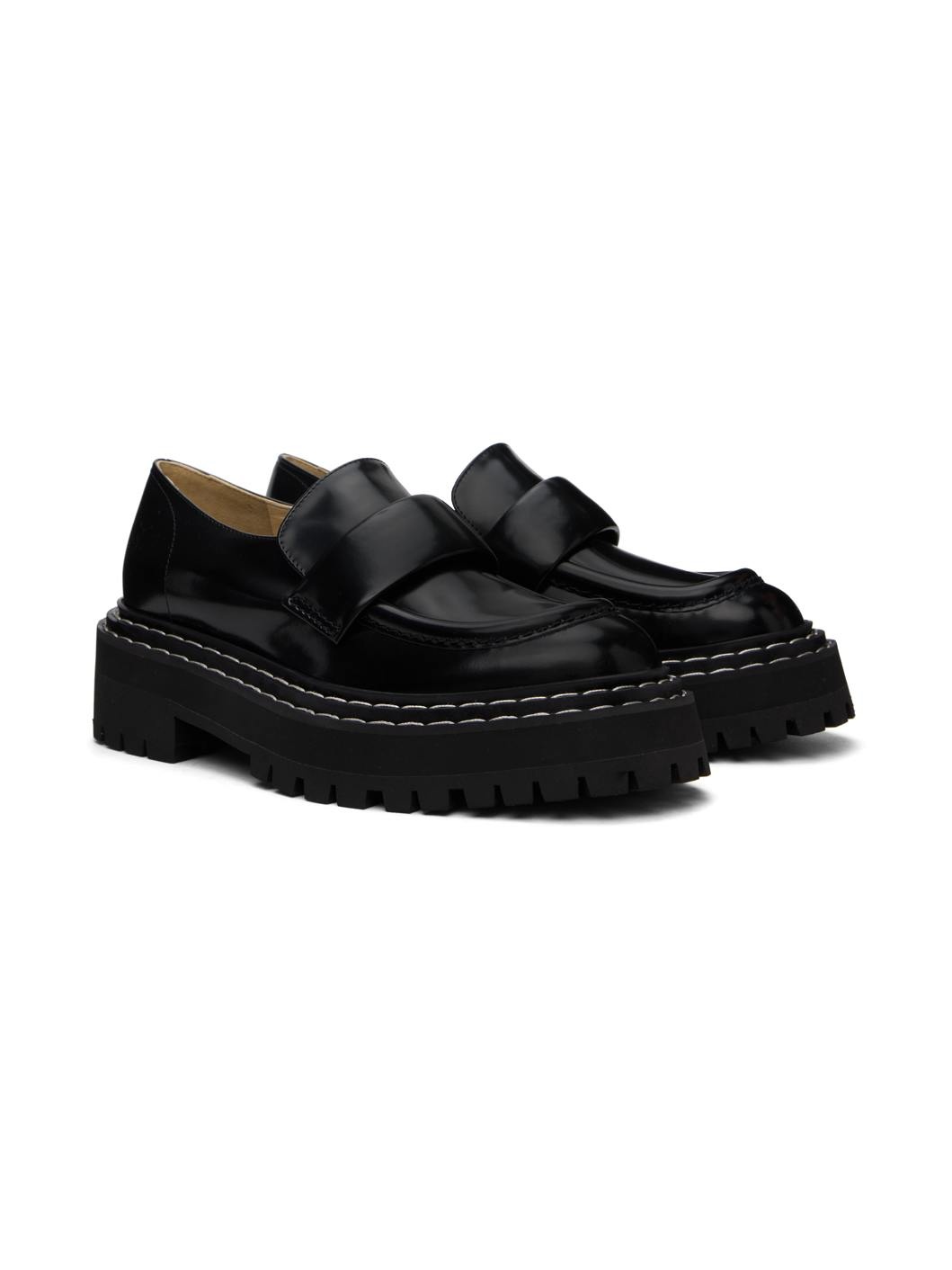 Black Lug Sole Loafers - 4