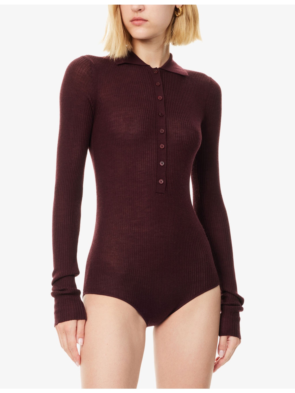 Solana Polo-Collar Wool, Silk And Cashmere Bodysuit - 3