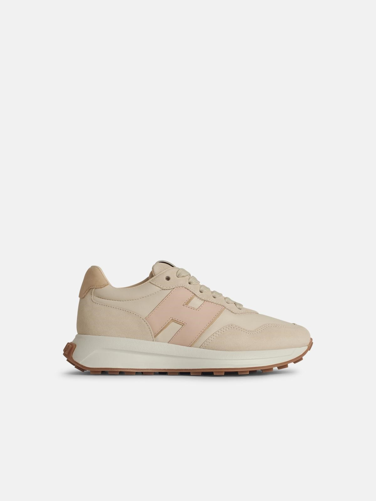 'H641' BEIGE LEATHER SNEAKERS - 1