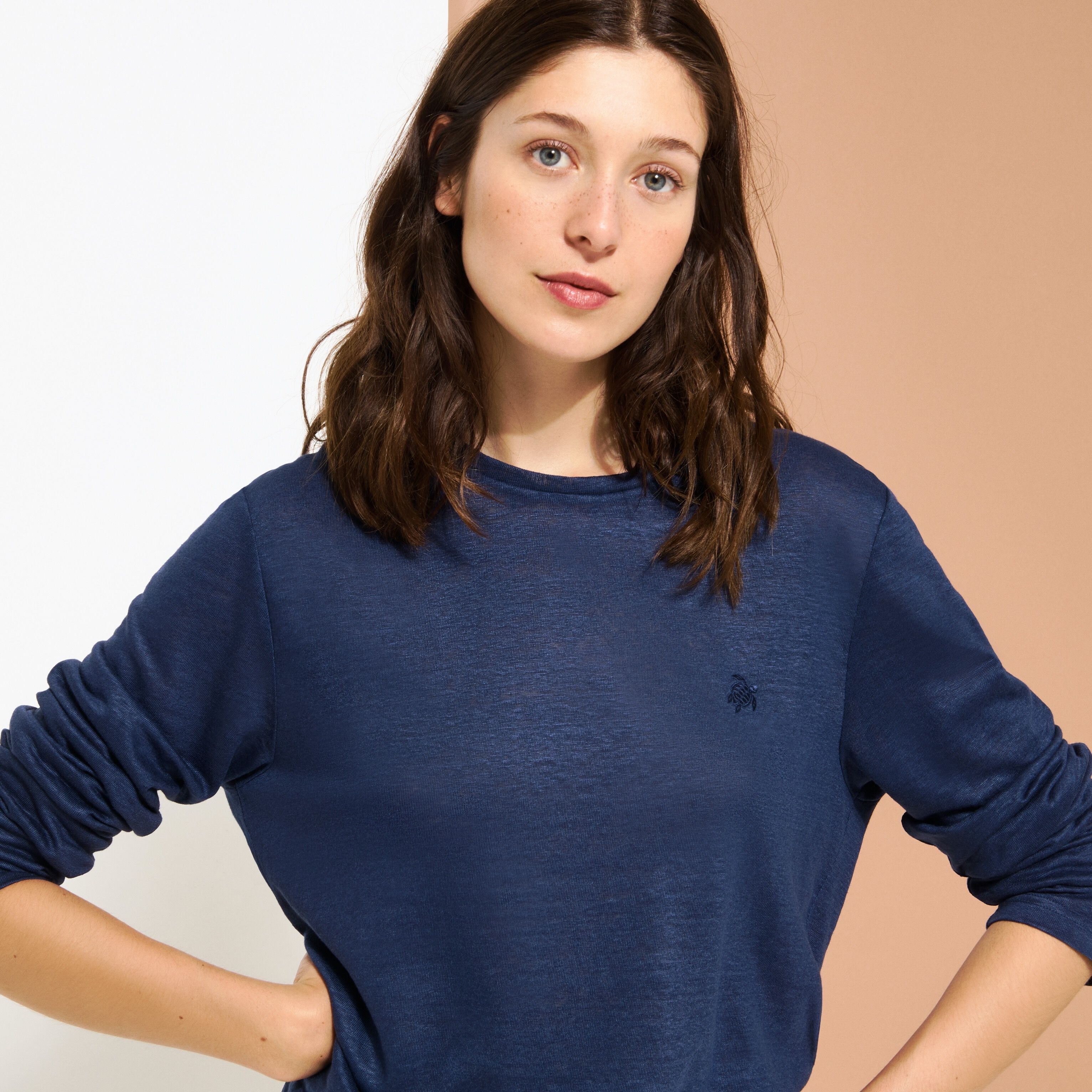 Unisex Linen Long Sleeves T-shirt Solid - 7