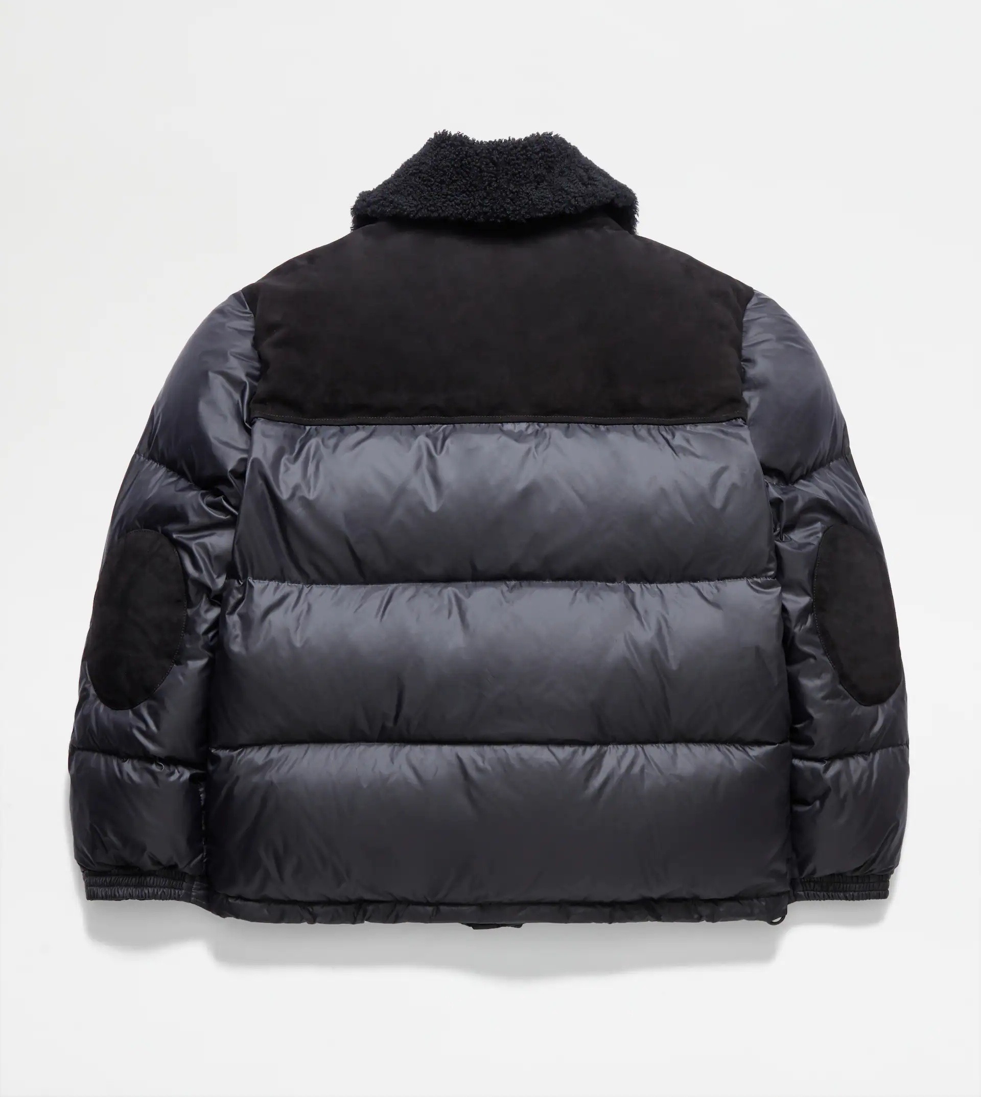 DOWN JACKET WITH SUEDE INSERTS - BLACK - 8