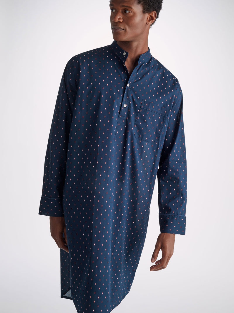 Men's Nightshirt Nelson 96 Cotton Batiste Navy - 5