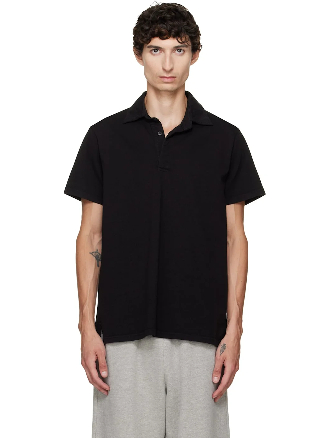 Black Short Sleeve Rugby Polo - 1