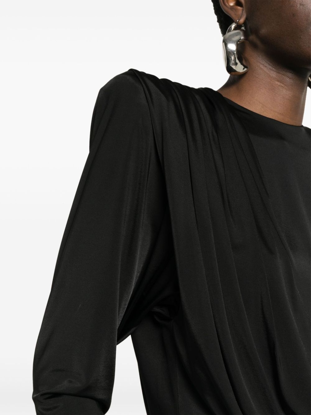 draped long-sleeve blouse - 5