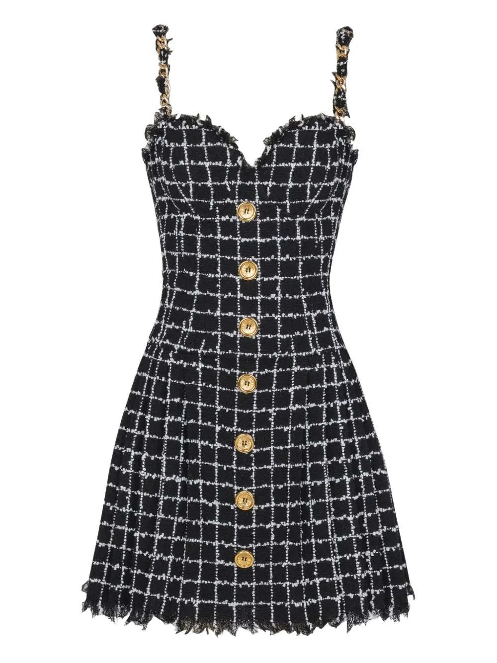 Balmain Women Tweed Dress With Chain - 1