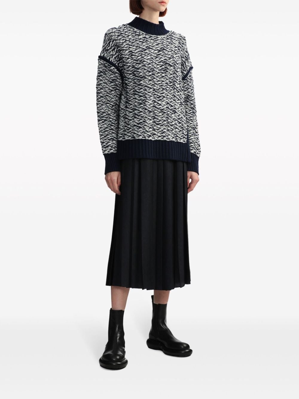high-neck jacquard wool jumper - 2